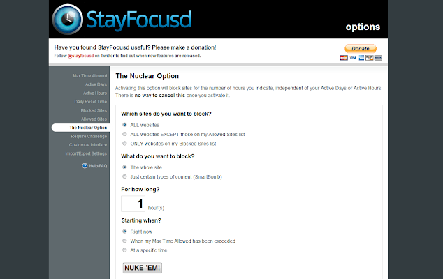 StayFocusd Website Limiting Chrome Extension
